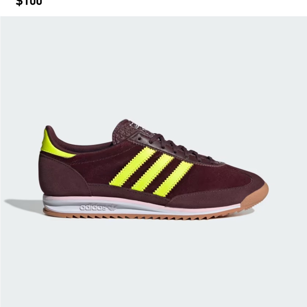 Adidas SL 72 OG Maroon and Bright Yellow Trainers